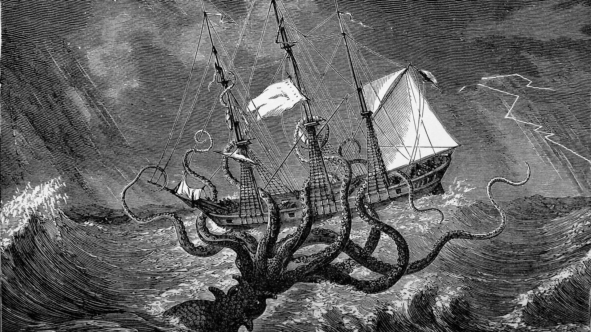 Edgar Etherington. Gibson, J. (1887). Monsters of the Sea: Legendary and Authentic. Thomas Nelson and Sons, London. p. 83, Общественное достояние