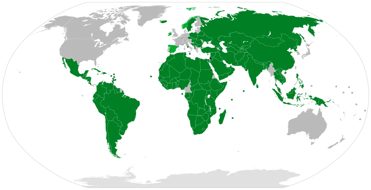 Зеленый — страны, признавшие Государство Палестина;
Салатовый — страны, заявившие о предстоящем признании Государства Палестина;
Серый — страны, не признавшие Государство Палестина.