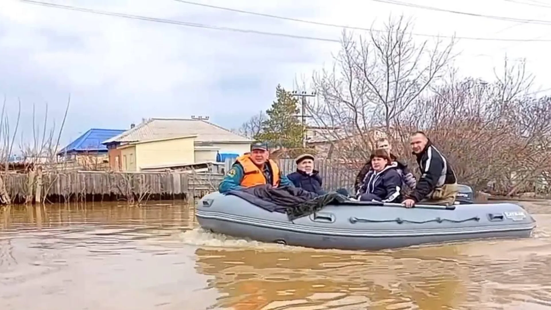 Кадры спасения питомцев в зоне затопления в Орске