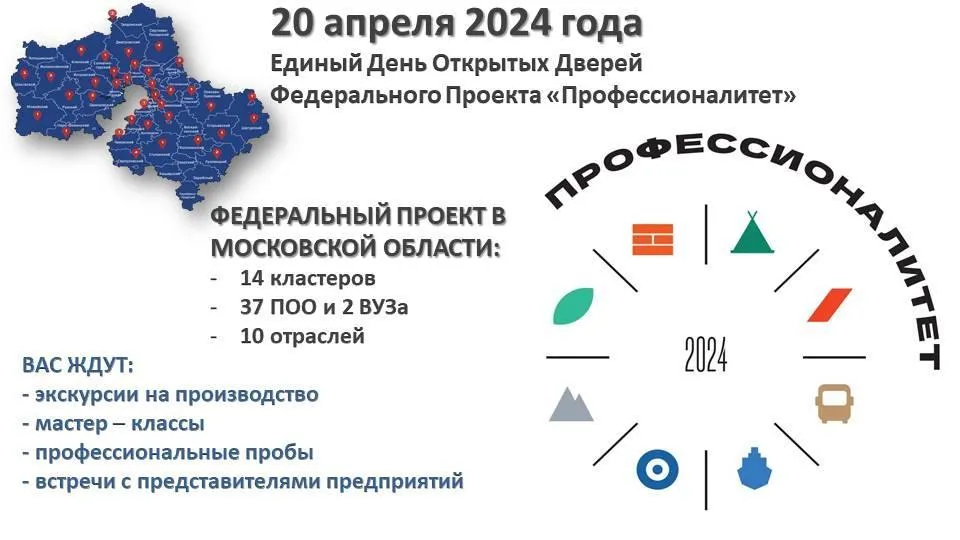 В Подмосковье пройдет единый день открытых дверей проекта «Профессионалитет»