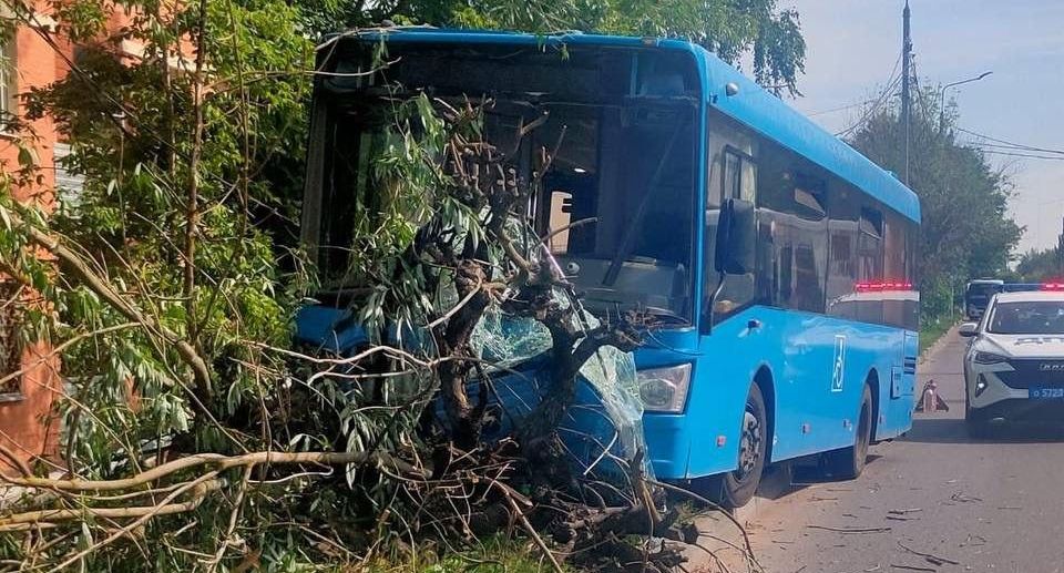 Автобус врезался в дерево на улице Ворошилова в Серпухове