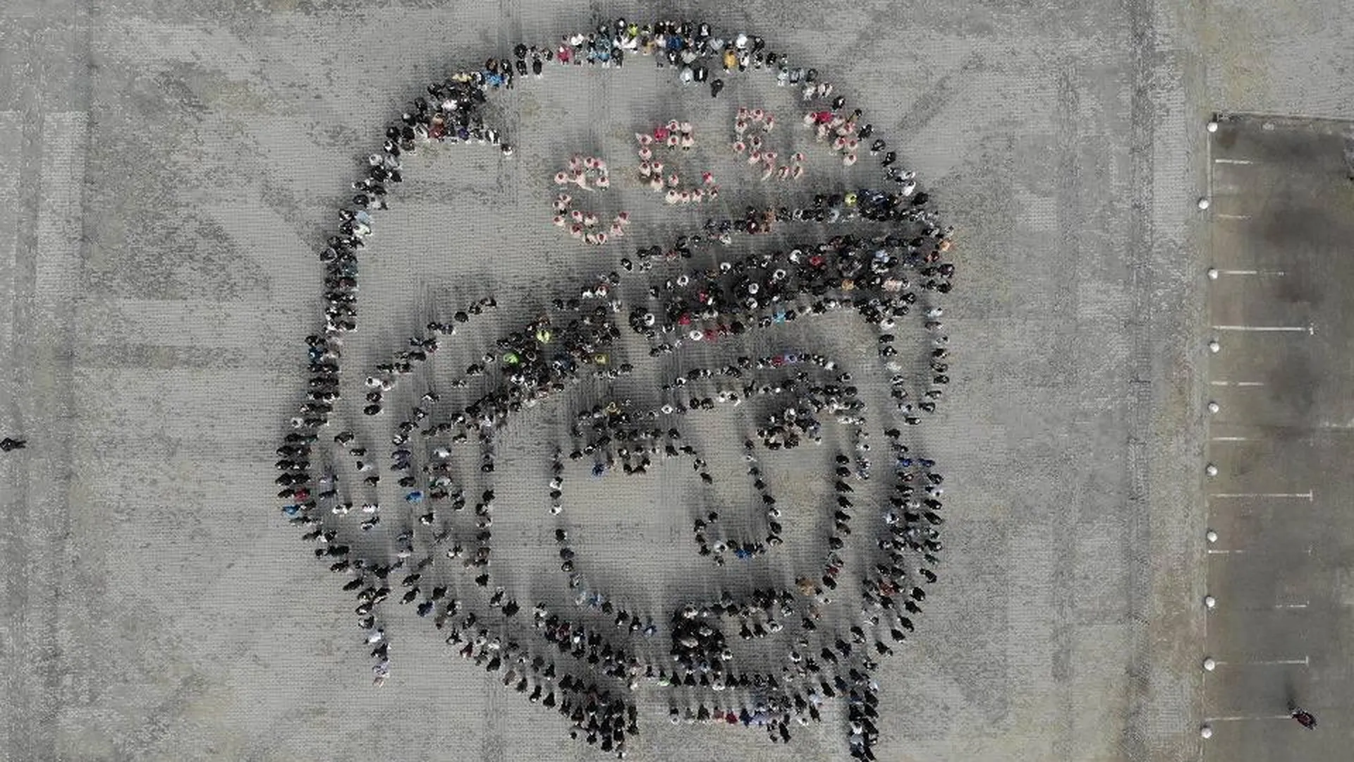 850 представителей молодежи Электростали выстроились в портрет Юрия Гагарина