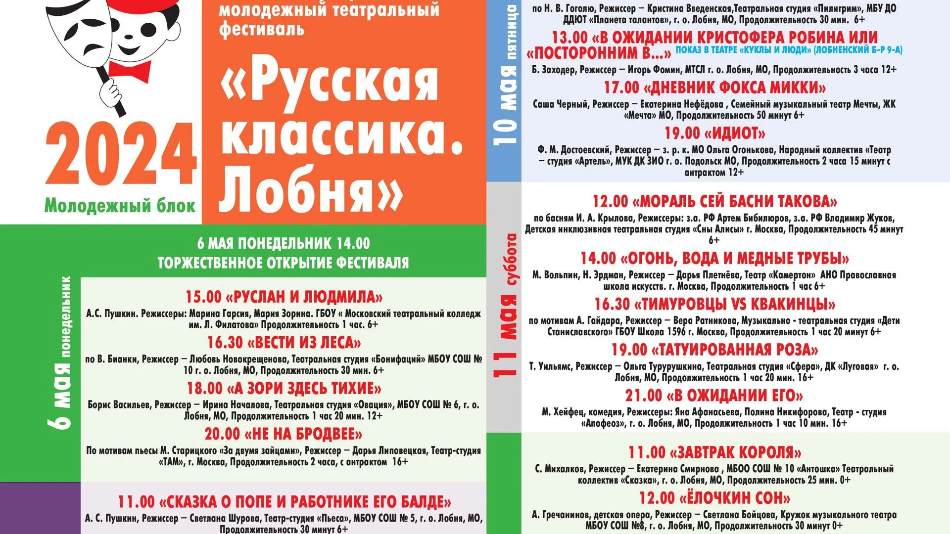 В Подмосковье 6 мая стартует театральный фестиваль «Русская классика. Лобня»